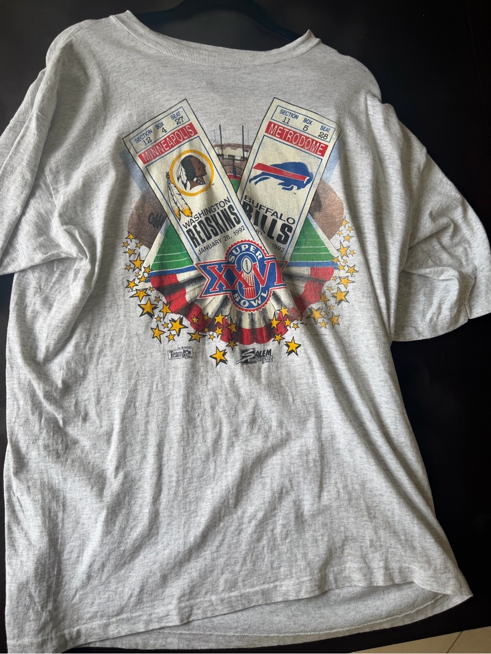 Vintage Super Bowl XXV Ticket Graphic Tee - Light Gray